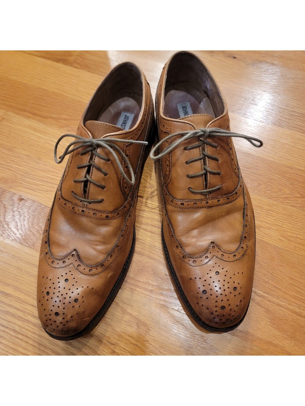 Johnston and Murphy Tyndall Wingtip Oxford  Mens Shoes 10W Wide Brown Leather